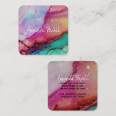 水モダン色カスタム名刺テンプレート スクエア名刺 (正面/裏面)