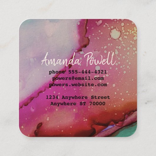 水モダン色カスタム名刺テンプレート スクエア名刺 (裏面)