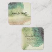 水モダン色カスタム名刺テンプレート スクエア名刺 (正面/裏面)