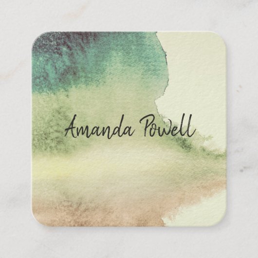 水モダン色カスタム名刺テンプレート スクエア名刺 (正面)