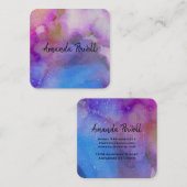 水モダン色カスタム名刺テンプレート スクエア名刺 (正面/裏面)