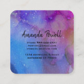 水モダン色カスタム名刺テンプレート スクエア名刺 (裏面)