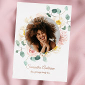 水モダン色カラフル美しいフレームバラ金ゴールド 箔招待状