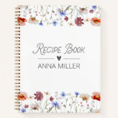 水モダン色カラフル野花レシピ本 ノートブック (正面)