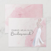 水モダン色ガウン"あなたは私の花嫁になる" 招待状 (正面/裏面)