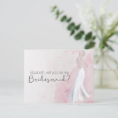 水モダン色ガウン"あなたは私の花嫁になる" 招待状 (スタンド正面)