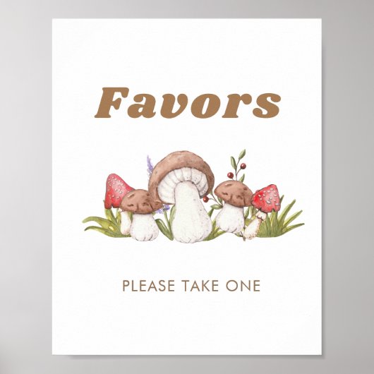 水モダン色キノコの好意サイン ポスター (正面)