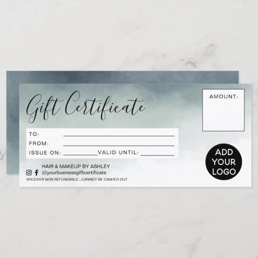 水モダン色ギフトシンプル券のロゴ (正面/裏面)