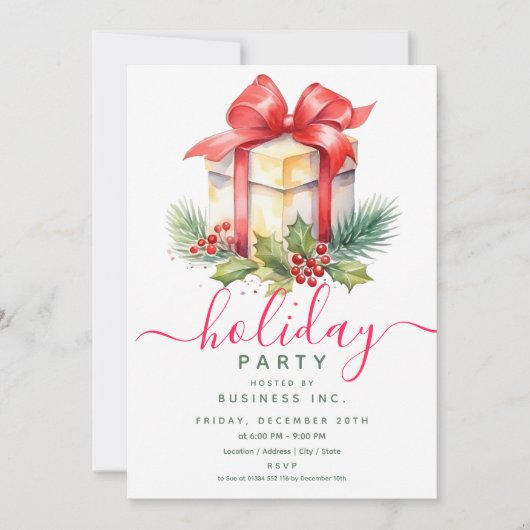 水モダン色ギフト企業のホリデーパーティー 招待状 (正面)