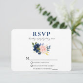 水モダン色クラシック青ピンクフローラ結婚 出欠カード (スタンド正面)