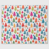 水モダン色クリスマスカラフルパイン ラッピングペーパー (フラット)