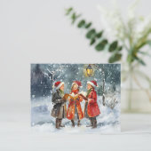 水モダン色クリスマスキャロラー ポストカード (スタンド正面)