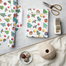 水モダン色クリスマスギフトグリーンツリー ラッピングペーパー