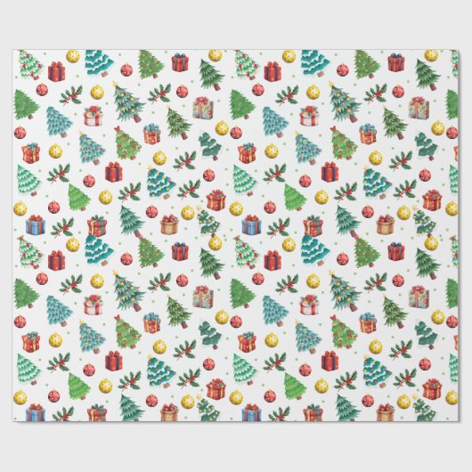 水モダン色クリスマスギフトグリーンツリー ラッピングペーパー (フラット)
