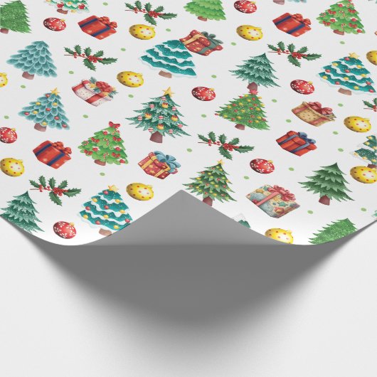 水モダン色クリスマスギフトグリーンツリー ラッピングペーパー (角)