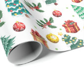 水モダン色クリスマスギフトグリーンツリー ラッピングペーパー (ロールコーナー)