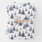 水モダン色クリスマスグリーンパインツリラッピング ラッピングペーパーシート (インサイチュ)