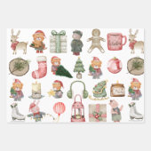 水モダン色クリスマスグリーンパイン ラッピングペーパーシート (正面3)