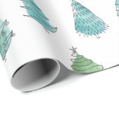 水モダン色クリスマスグリーンパイン ラッピングペーパー (ロールコーナー)