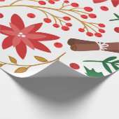 水モダン色クリスマスグリーンパイン ラッピングペーパー (角)