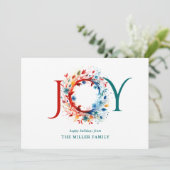 水モダン色クリスマスジョイボタニカルリース シーズンカード (スタンド正面)