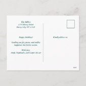 水モダン色クリスマスジョイボタニカルリース シーズンポストカード (裏面)