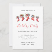 水モダン色クリスマスストッキングホリデーパーティー 招待状 (正面)