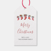 水モダン色クリスマスストッキング休日 ギフトタグ (正面)