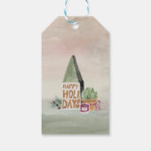 水モダン色クリスマスストッキング休日 ギフトタグ (裏面)