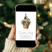 水モダン色クリスマスツリーホリデーパーティー 招待状