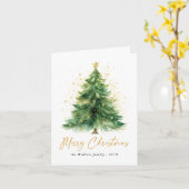 水モダン色クリスマスツリー非写真 カード (黄色い花)
