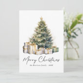 水モダン色クリスマスツリー非写真 シーズンカード (スタンド正面)