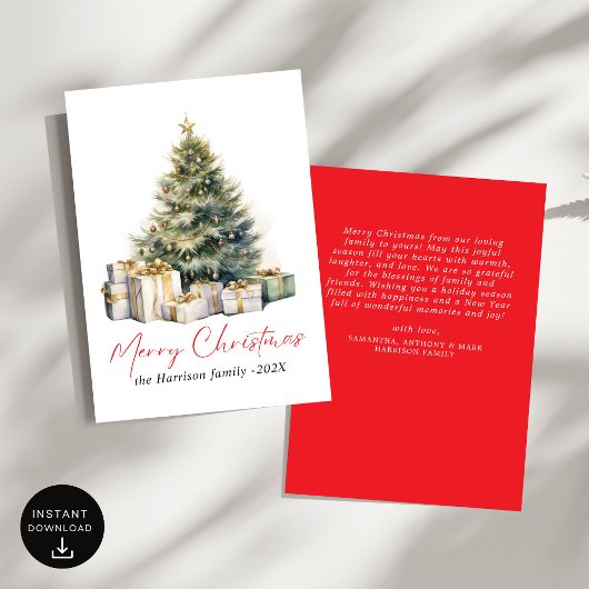 水モダン色クリスマスツリー非写真 シーズンカード