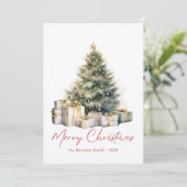 水モダン色クリスマスツリー非写真 シーズンカード (スタンド正面)