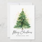 水モダン色クリスマスツリー非写真 シーズンカード (正面)