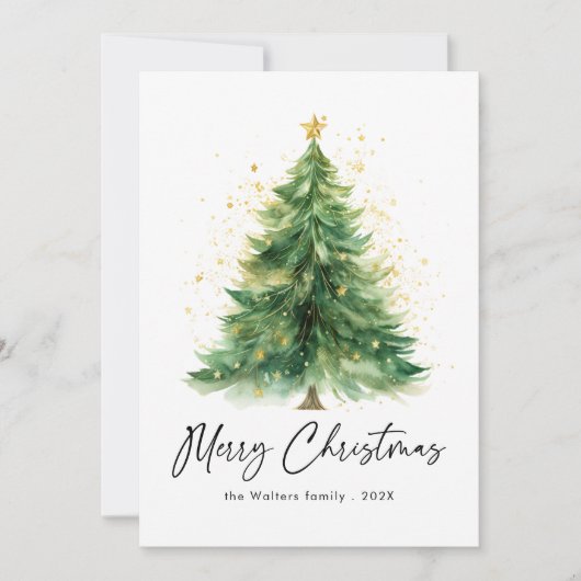水モダン色クリスマスツリー非写真 シーズンカード (正面)