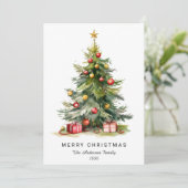 水モダン色クリスマスツリー非写真 シーズンカード (スタンド正面)
