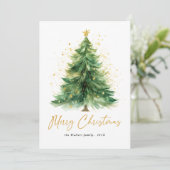 水モダン色クリスマスツリー非写真 シーズンカード (スタンド正面)