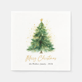 水モダン色クリスマスツリー非写真 スタンダードカクテルナプキン