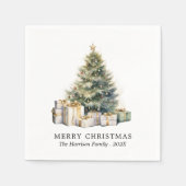 水モダン色クリスマスツリー非写真 スタンダードカクテルナプキン (正面)