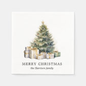 水モダン色クリスマスツリー非写真 スタンダードカクテルナプキン (正面)