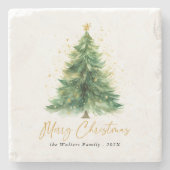水モダン色クリスマスツリー非写真 ストーンコースター (正面)