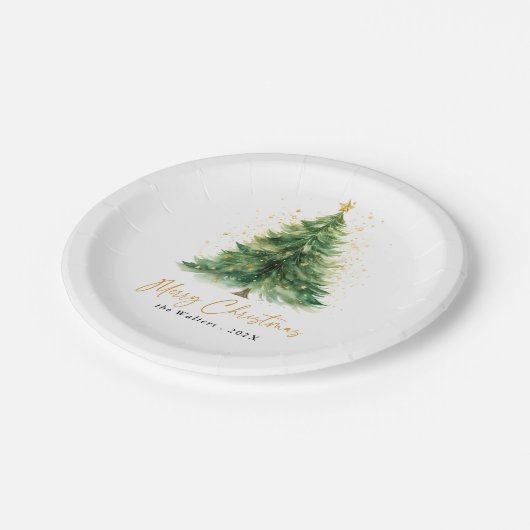 水モダン色クリスマスツリー非写真 ペーパープレート (アングル)