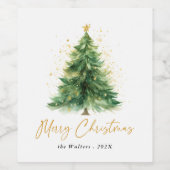 水モダン色クリスマスツリー非写真 ワインラベル (シングルラベル)