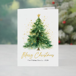 水モダン色クリスマスツリー非写真 箔シーズンカード