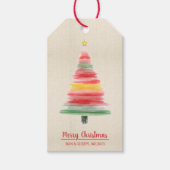 水モダン色クリスマスツリー ギフトタグ (正面)