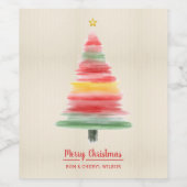 水モダン色クリスマスツリー ワインラベル (シングルラベル)