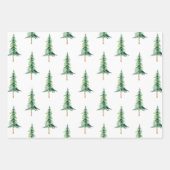 水モダン色クリスマスパイン ラッピングペーパーシート (正面)