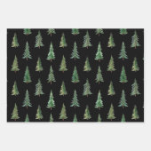 水モダン色クリスマスパイン ラッピングペーパーシート (正面3)