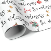 水モダン色クリスマスパターンカスタムファミリー ラッピングペーパー (ロールコーナー)